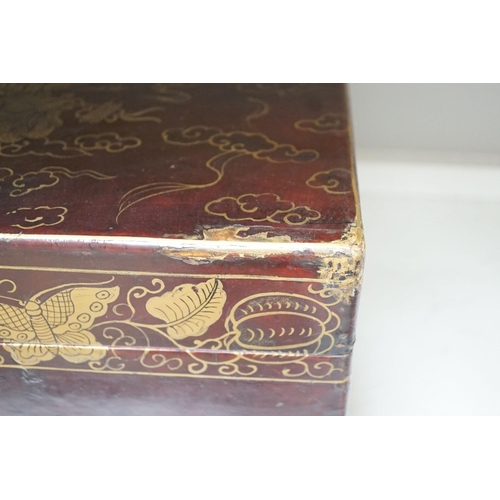 1313 - A Chinese gilt lacquered box - 25cm high