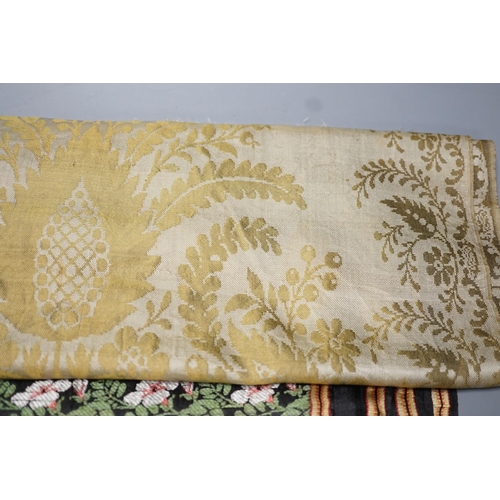 1317 - A 19th century Lyon silk stole and similar silk damask stole