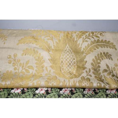 1317 - A 19th century Lyon silk stole and similar silk damask stole