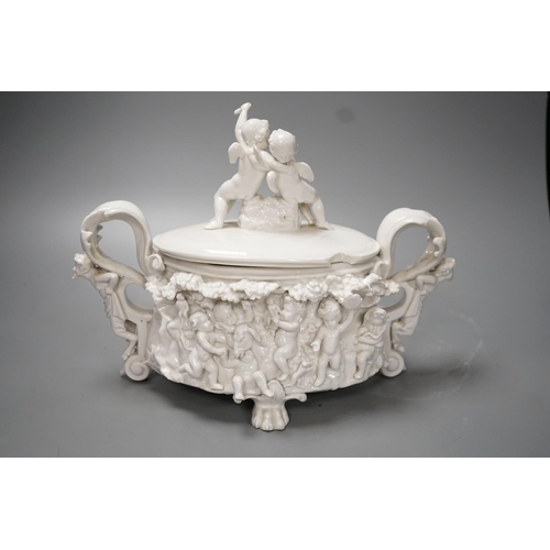 1326 - A Capodimonte style porcelain dish and cover - 22cm high