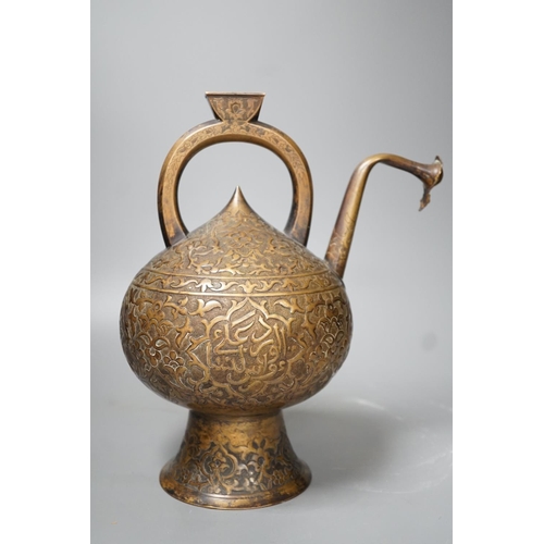 1329 - A 19th century Turkish bronze boza ewer - 30cm high