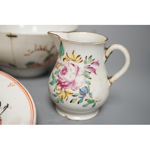 1334 - A group of 19th century Chinese famille rose and English chinoiserie tea wares