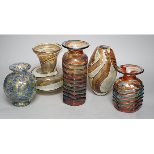 1335 - Five Medina art glass vases - tallest 20cm