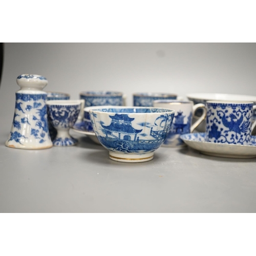 1337 - Mixed blue and white tableware including Burleigh ware, Woods and other 19th century blue and white... 