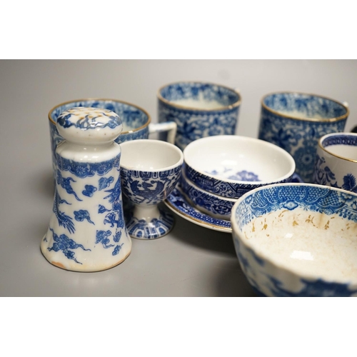 1337 - Mixed blue and white tableware including Burleigh ware, Woods and other 19th century blue and white... 