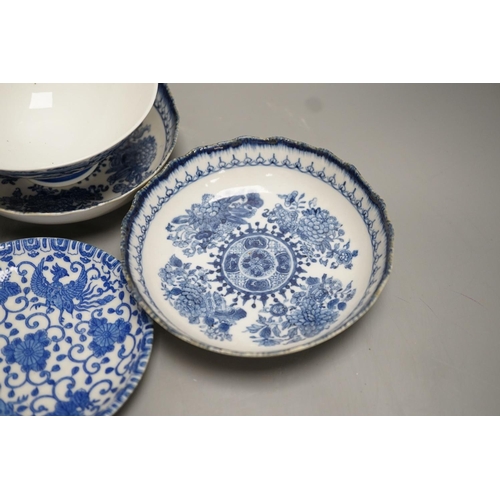 1337 - Mixed blue and white tableware including Burleigh ware, Woods and other 19th century blue and white... 