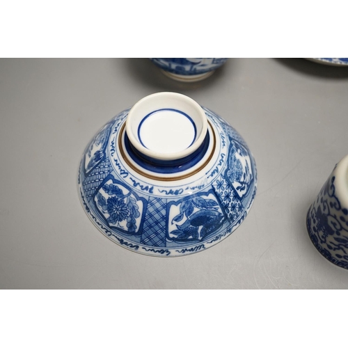 1337 - Mixed blue and white tableware including Burleigh ware, Woods and other 19th century blue and white... 