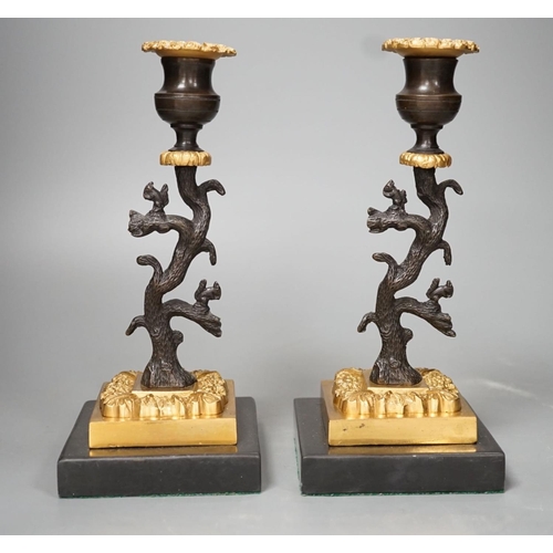 1340 - A pair of bronze and ormolu tree candlesticks - 22.5cm tall