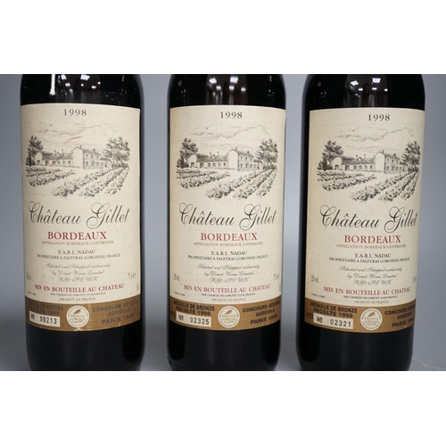 1347 - Three bottles of Chateau Gillet, 1998