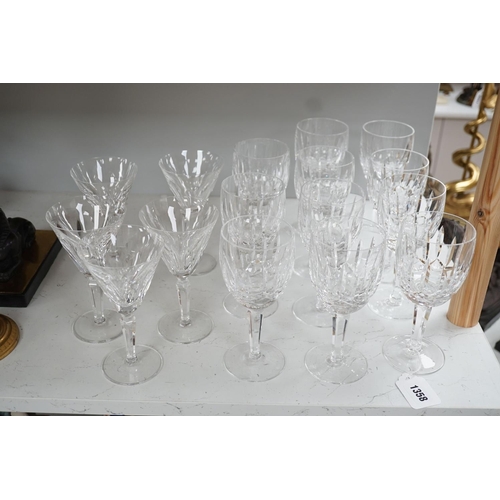 1358 - A suite of Waterford glass, 'Colleen cut', 5 flutes, 11 wine glasses