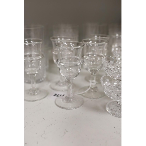 1372 - A set of six Val St. Lambert glass tumblers together with other drinking glassware (qty)... 