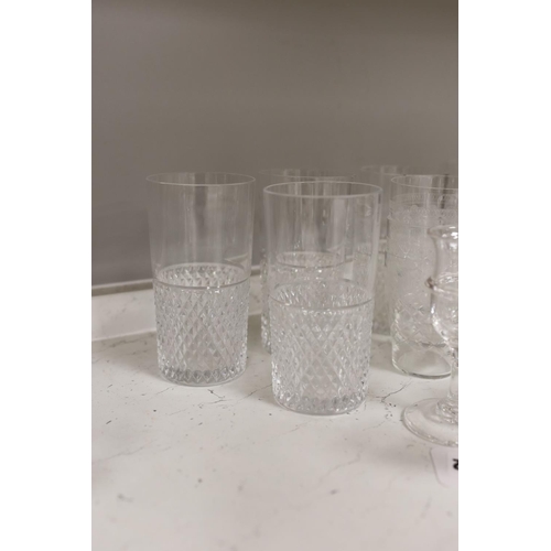 1372 - A set of six Val St. Lambert glass tumblers together with other drinking glassware (qty)... 