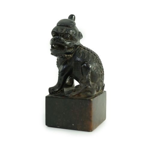 1579 - A Chinese soapstone pixiu (lion dog) seal,9.5 cms high.