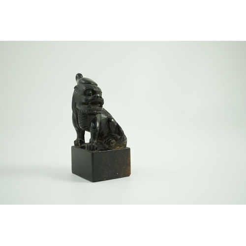 1579 - A Chinese soapstone pixiu (lion dog) seal,9.5 cms high.