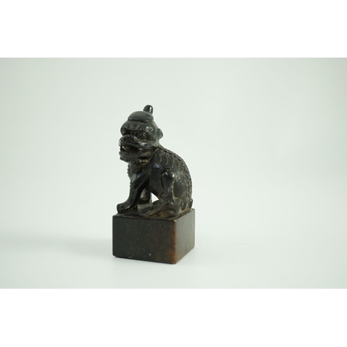 1579 - A Chinese soapstone pixiu (lion dog) seal,9.5 cms high.