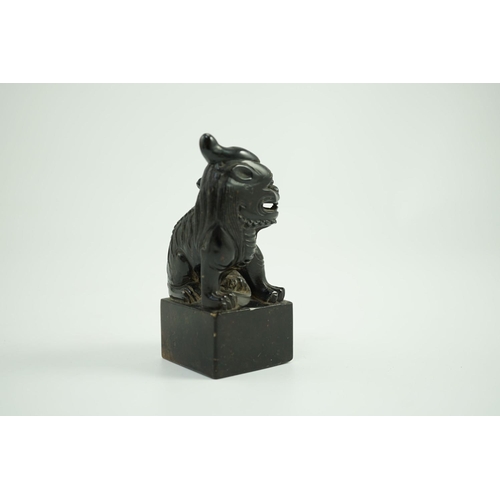 1579 - A Chinese soapstone pixiu (lion dog) seal,9.5 cms high.