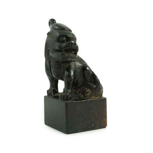 1579 - A Chinese soapstone pixiu (lion dog) seal,9.5 cms high.