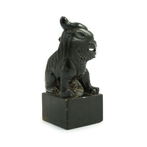 1579 - A Chinese soapstone pixiu (lion dog) seal,9.5 cms high.