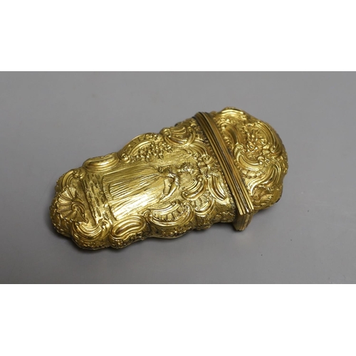 1583 - A George III gilt metal etui containing accessories,10cms high.