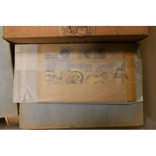 1590 - Old approval books and tins including China from 1878 3c. 5c. used, later 1898 mint low values, Japa... 