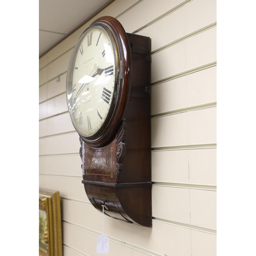 1598 - Davidson of London. A William IV brass inset mahogany drop dial wall timepiece