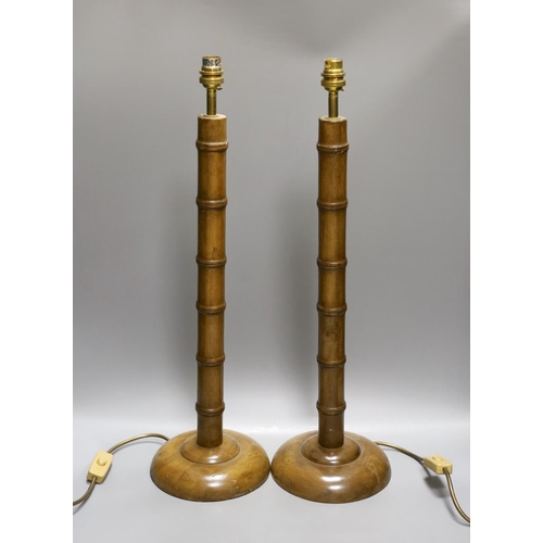 1607 - A pair of simulated bamboo lamps - 61cm tall