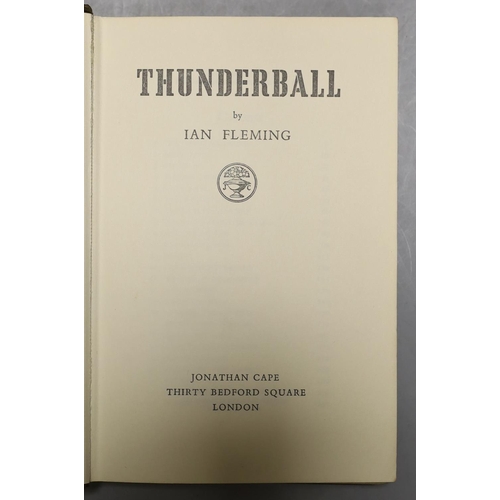 1614 - Fleming Ian, three first editions, Thunderball, You Only Live Twice and Goldfinger, all lack dust ja... 