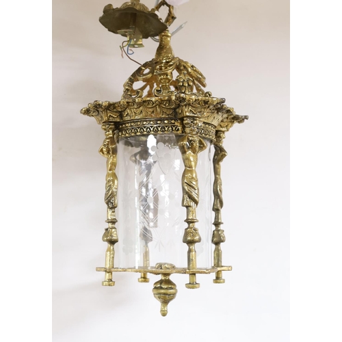 1617 - A cast brass lantern - approx 43cm high