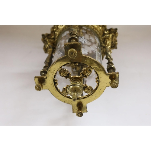 1617 - A cast brass lantern - approx 43cm high