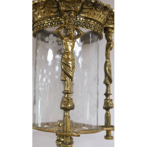 1617 - A cast brass lantern - approx 43cm high