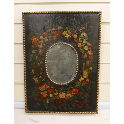 1619 - A small 18th century rectangular Dutch painted wall mirror