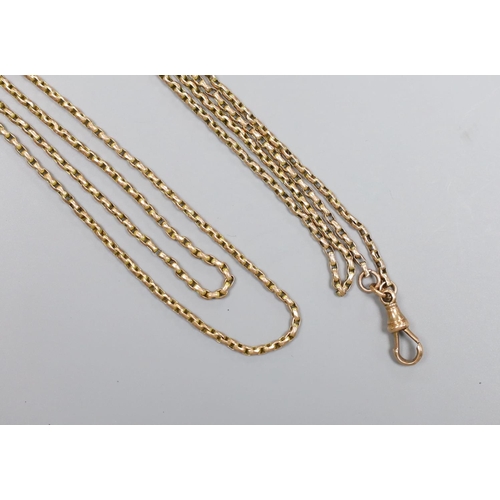 1959 - An Edwardian 9ct guard chain, 160cm, 23.3 grams.