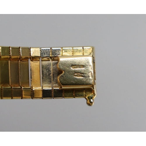 1962 - A modern Italian three colour 18ct gold bracelet, 19cm,29.3 grams.