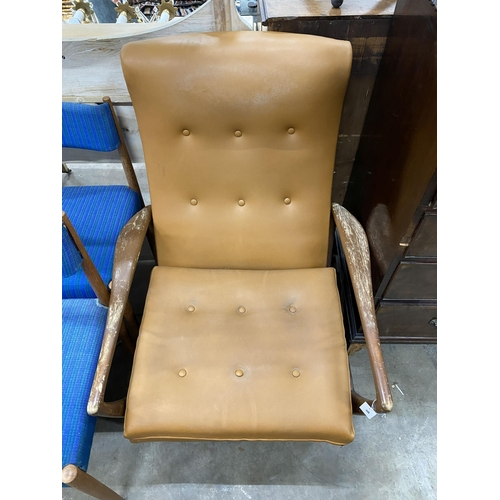 15 - A mid century Parker Knoll model No. RK1020 reclining armchair, width 77cm, depth 88cm, height 94cm... 