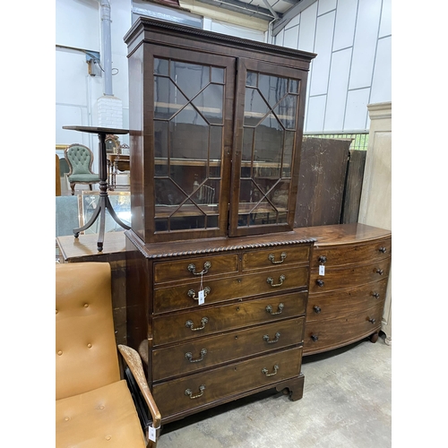 16 - A George III mahogany secretaire bookcase, length 104cm, depth 52cm, height 216cm