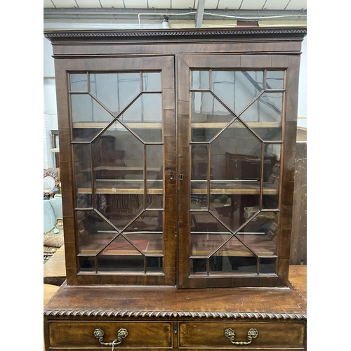 16 - A George III mahogany secretaire bookcase, length 104cm, depth 52cm, height 216cm