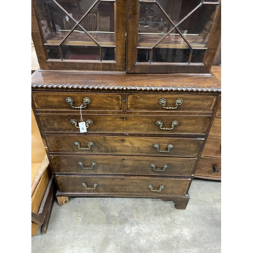 16 - A George III mahogany secretaire bookcase, length 104cm, depth 52cm, height 216cm