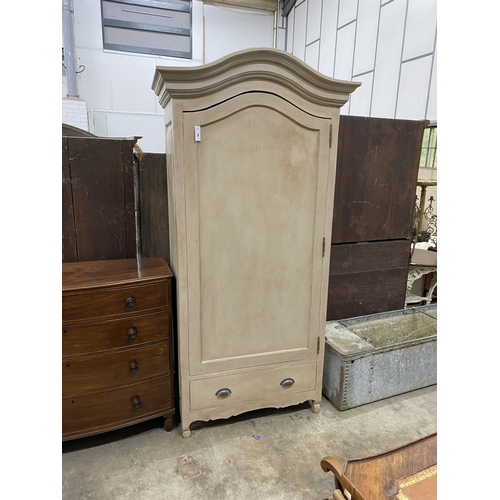 18 - A Louis XV style white painted armoire, width 104cm, depth 58cm, height 216cm