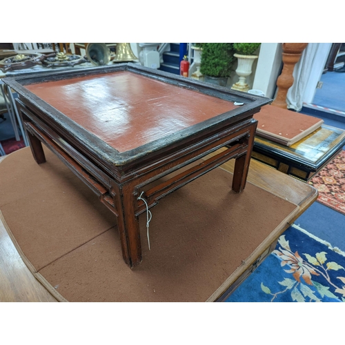 22 - A Chinese rectangular lacquer low table, width 73cm, depth 52cm, height 33cm