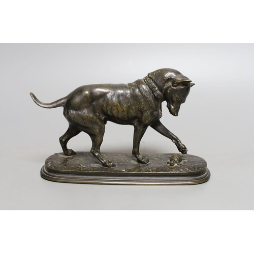 266 - Joseph-François-Victor Chemin (1825-1901) a bronze study of a mastiff and a tortoise. 15cm long... 