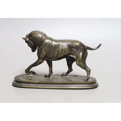 266 - Joseph-François-Victor Chemin (1825-1901) a bronze study of a mastiff and a tortoise. 15cm long... 