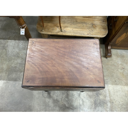 29 - A Regency mahogany drop flap work table, width 50cm, depth 35cm, height 84cm