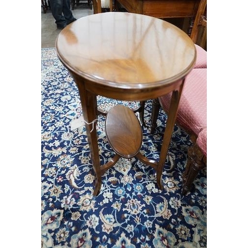 32 - A late Victorian mahogany oval topped occasional table, width 75cm, height 71cm together with three ... 