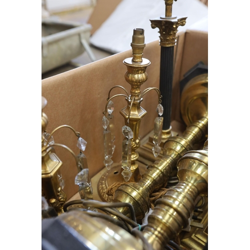 44 - A quantity of assorted gilt metal mounted table lamps