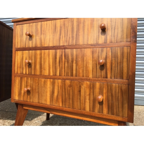 45 - A pair of 1960s Morris Of Glasgow walnut three drawer chests, width 79cm, depth 47cm, height 86cm... 