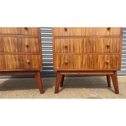 45 - A pair of 1960s Morris Of Glasgow walnut three drawer chests, width 79cm, depth 47cm, height 86cm... 