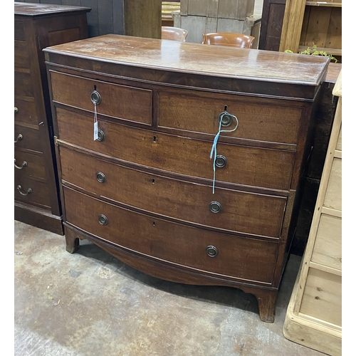 56 - A Regency mahogany bow fronted chest of drawers, width 108cm, depth 53cm, height 103cm