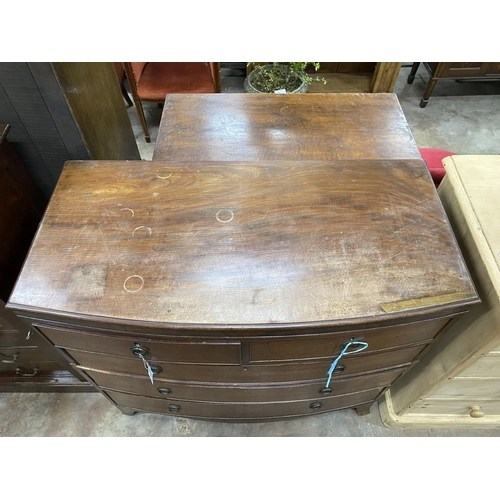 56 - A Regency mahogany bow fronted chest of drawers, width 108cm, depth 53cm, height 103cm