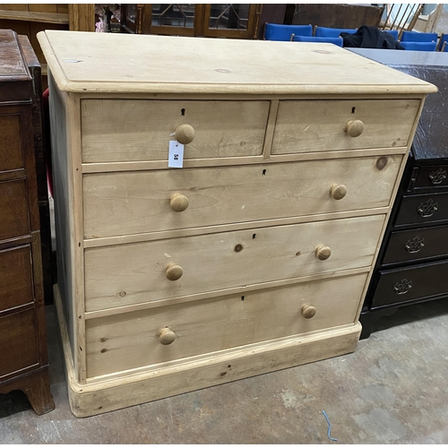 58 - A Victorian stripped pine chest, width 105cm, depth 56cm, height 103cm