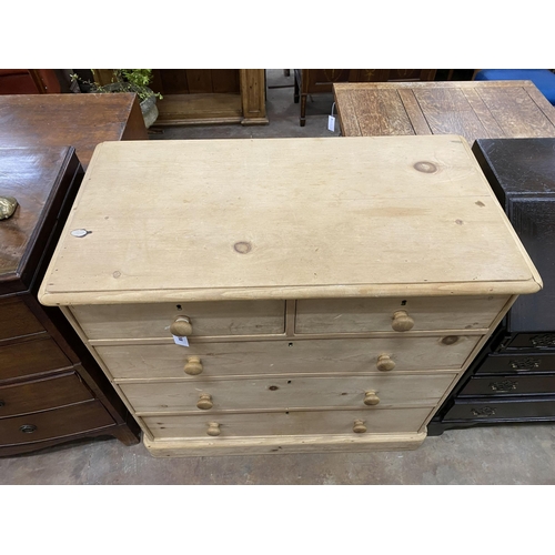 58 - A Victorian stripped pine chest, width 105cm, depth 56cm, height 103cm